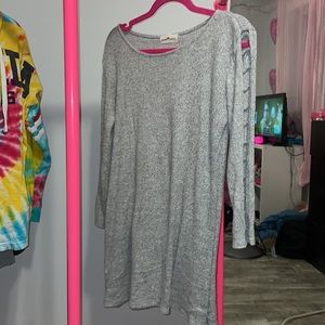 Sweater dress with cut up sleeves